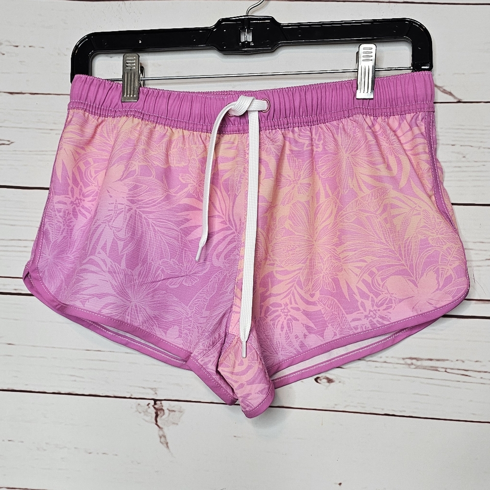 Suzzi Pink Tropical Floral Pattern Running Shorts